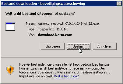 Sla de HTTPS kerio Outlook connector op